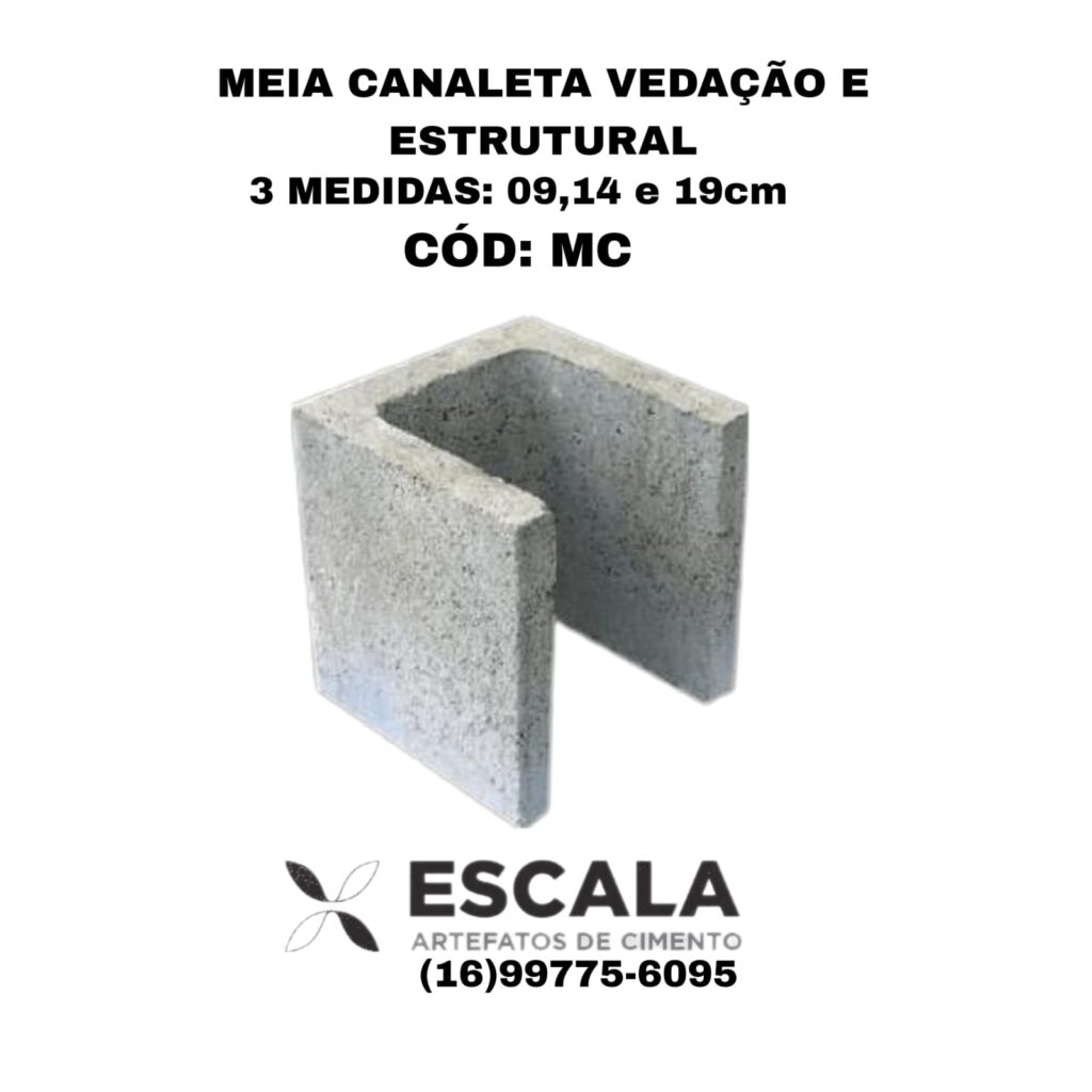 utilizada na construção civil para travamento de paredes, vergas, contravergas e apoio de lajes. Feita de cerâmica ou concreto, ela oferece resistência e facilita a passagem de tubulações.